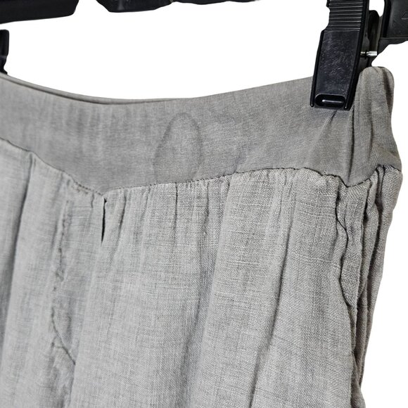 Tempo Paris Pull On Linen Womens‎ Relaxed Fit Gray Pants Size S Lagenlook - Picture 3 of 11